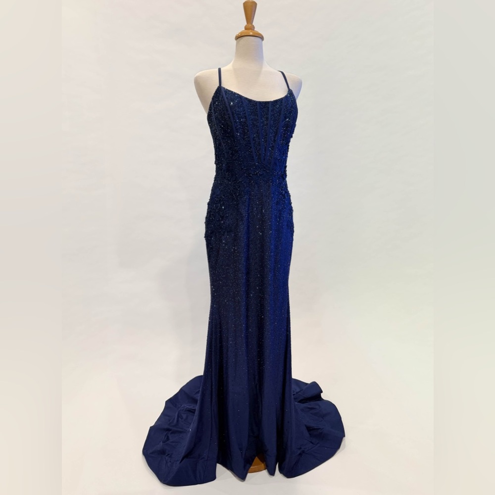 Sherri Hill Navy Blue Prom Dress